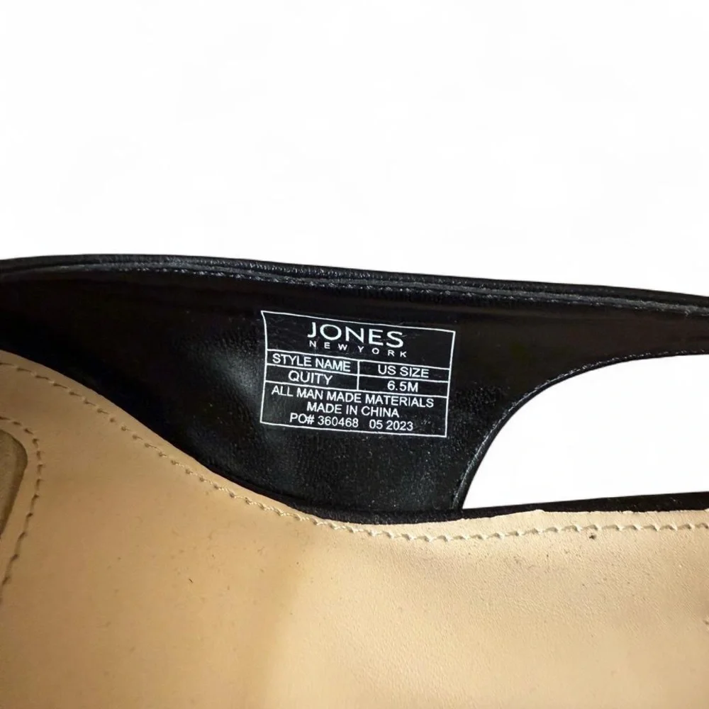 Jones New York Black Pointed Toe Slingback Flats